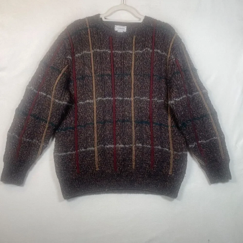 Jacobson’s Vintage 100% Virgin Wool Sweater Men’s M Uruguay Multicolor Textured